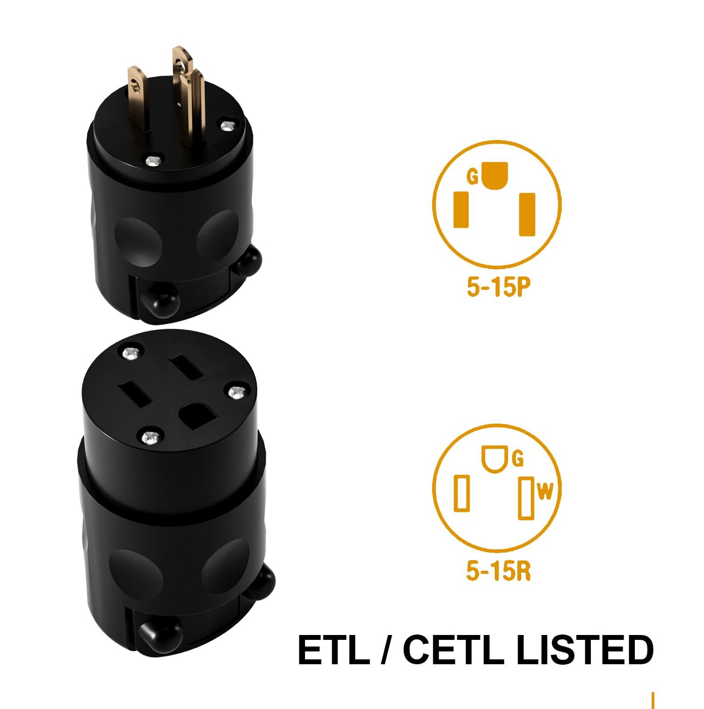 3 Prong Replacement Plug Connector Set 5Pack