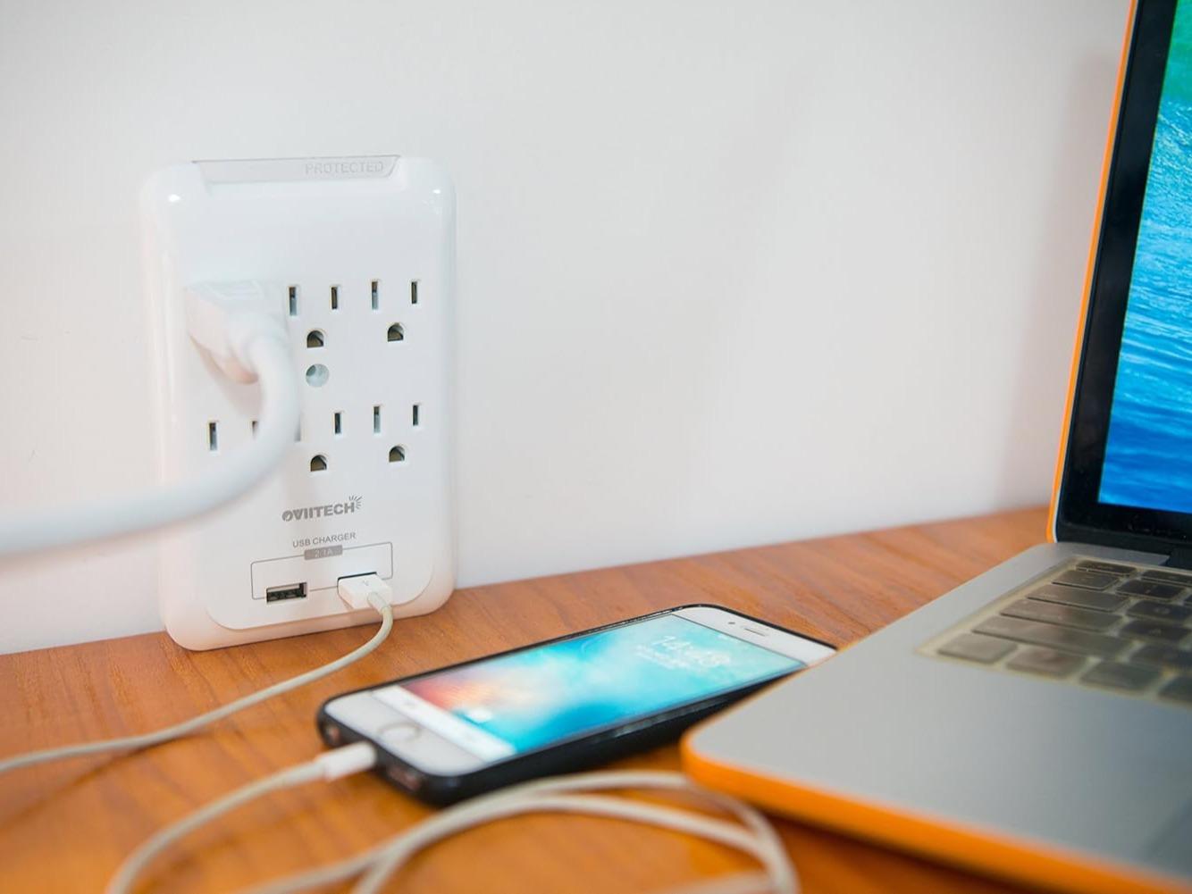 Wall Mount Outlet Adapter 6 AC/2 Pack