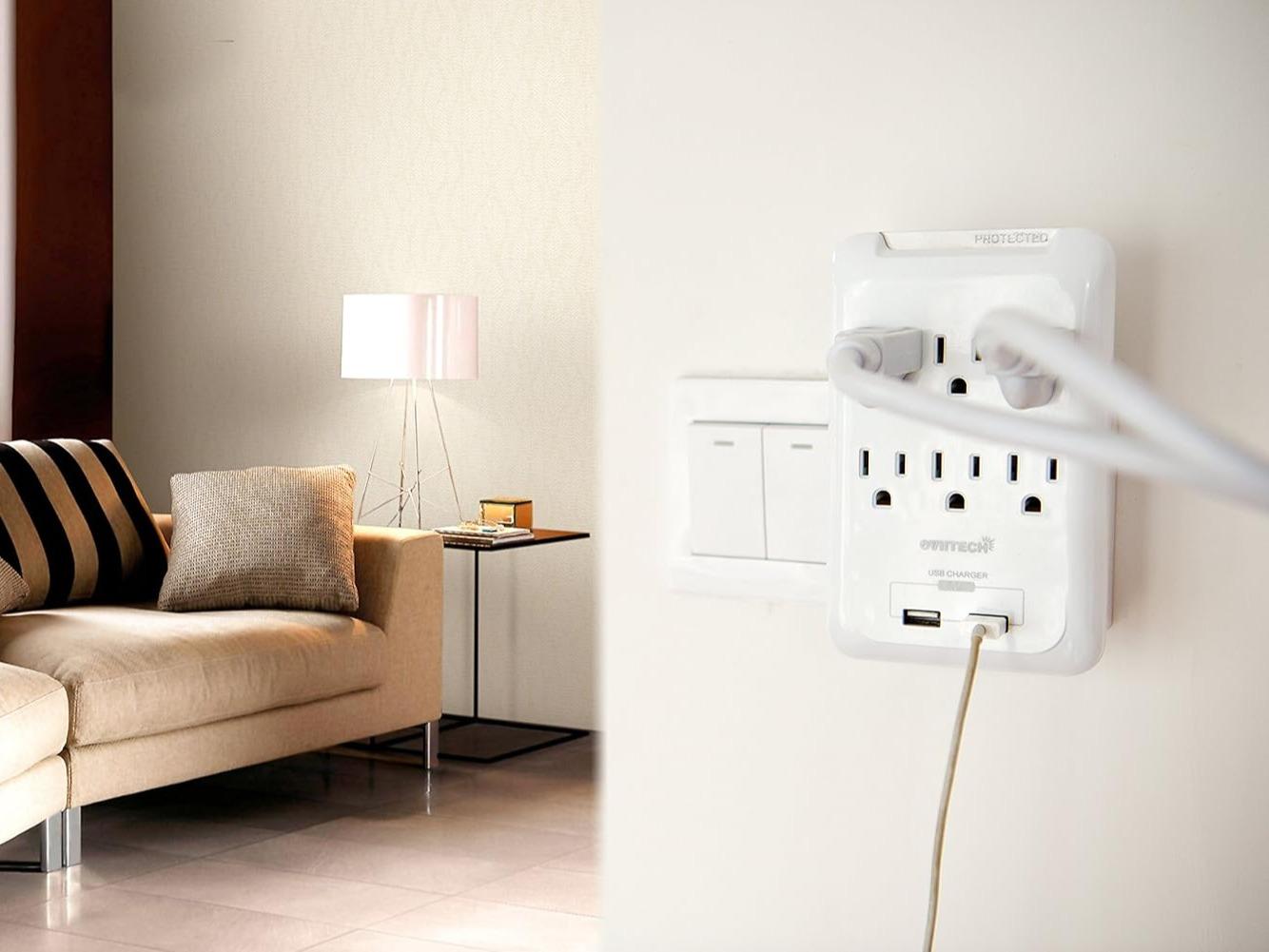 Wall Mount Outlet Adapter 6AC/2U