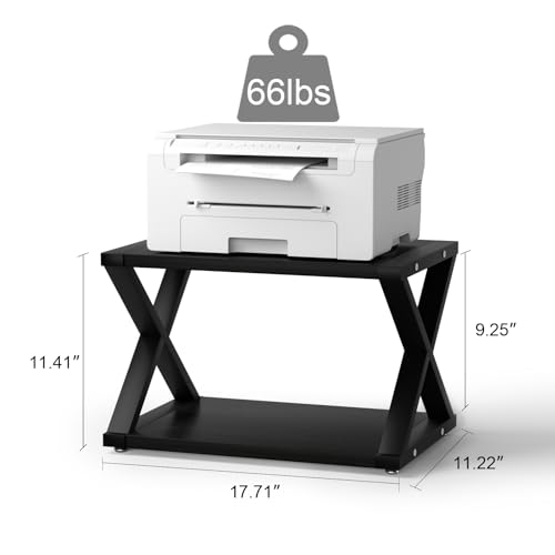 URLINE Desktop Printer Stand,2-Tier Desk Space Organizer for Home Office,Storing Heavy Duty Fax Machine, Scanner,Rustic Brown