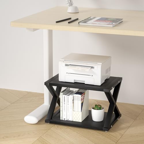 URLINE Desktop Printer Stand,2-Tier Desk Space Organizer for Home Office,Storing Heavy Duty Fax Machine, Scanner,Rustic Brown