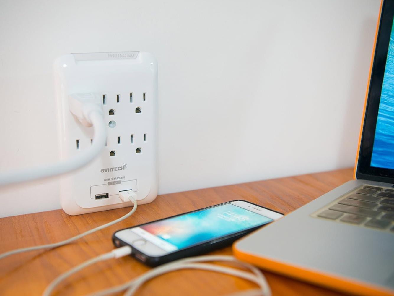 Wall Mount Outlet Adapter 6AC/2U