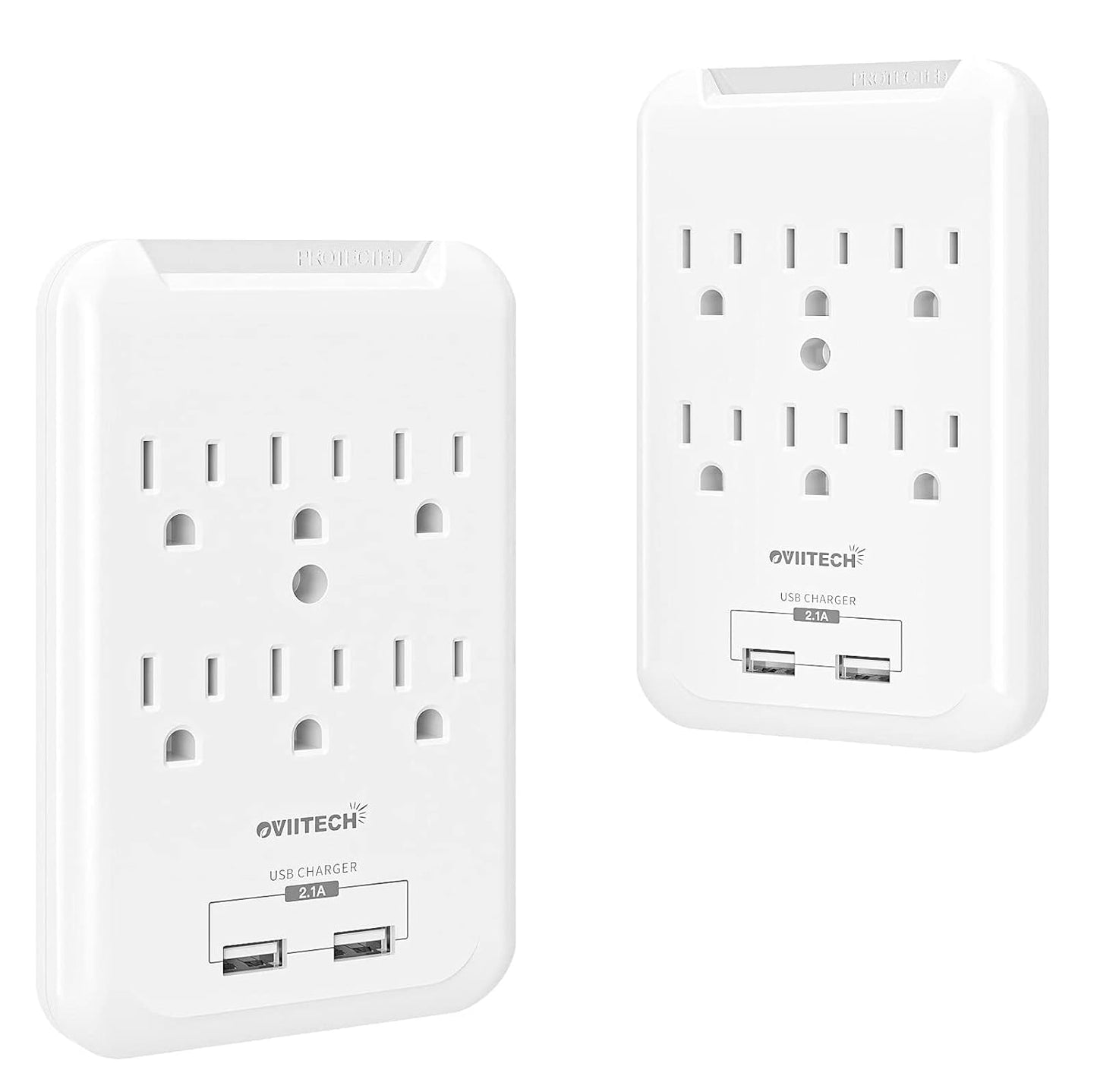Wall Mount Outlet Adapter 6 AC/2 Pack