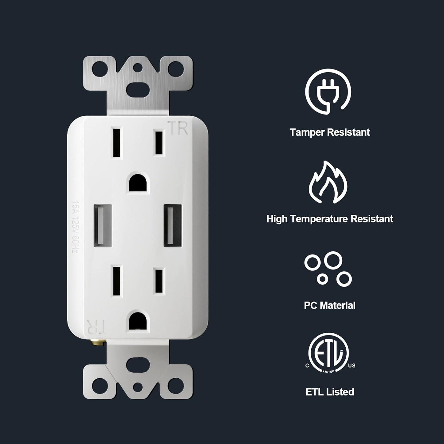 Outlet with USB Wall Charger 4 Pack