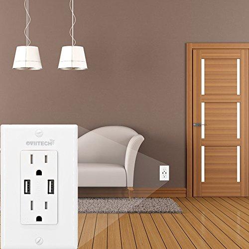 2 Pack Wall Mount Charger USB Outlet