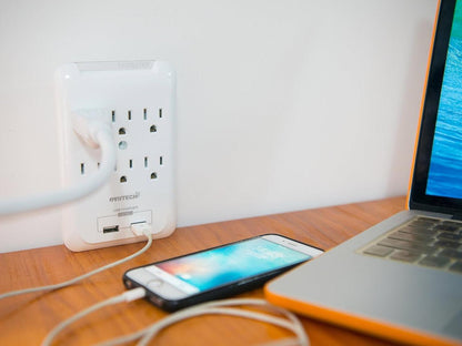 Wall Mount Outlet Adapter 6 AC/2 Pack