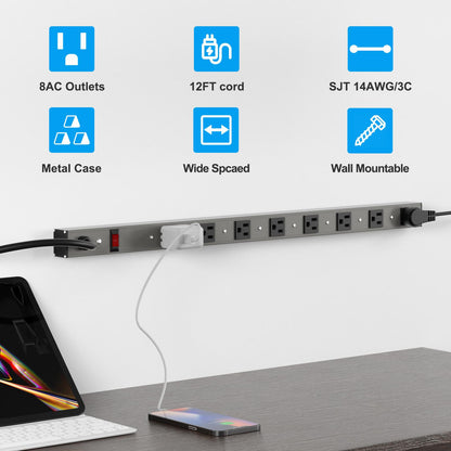 8 Outlets Metal Socket Power Strip