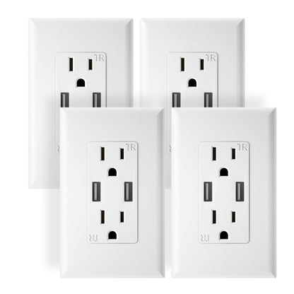 Outlet with USB Wall Charger 4 Pack