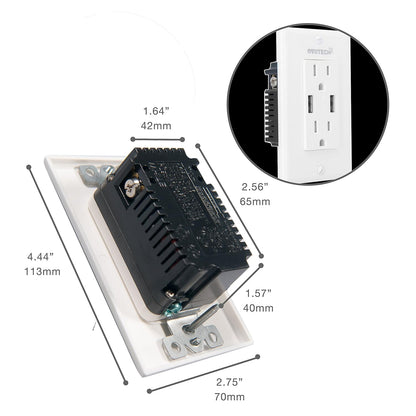 2 Pack Wall Mount Charger USB Outlet